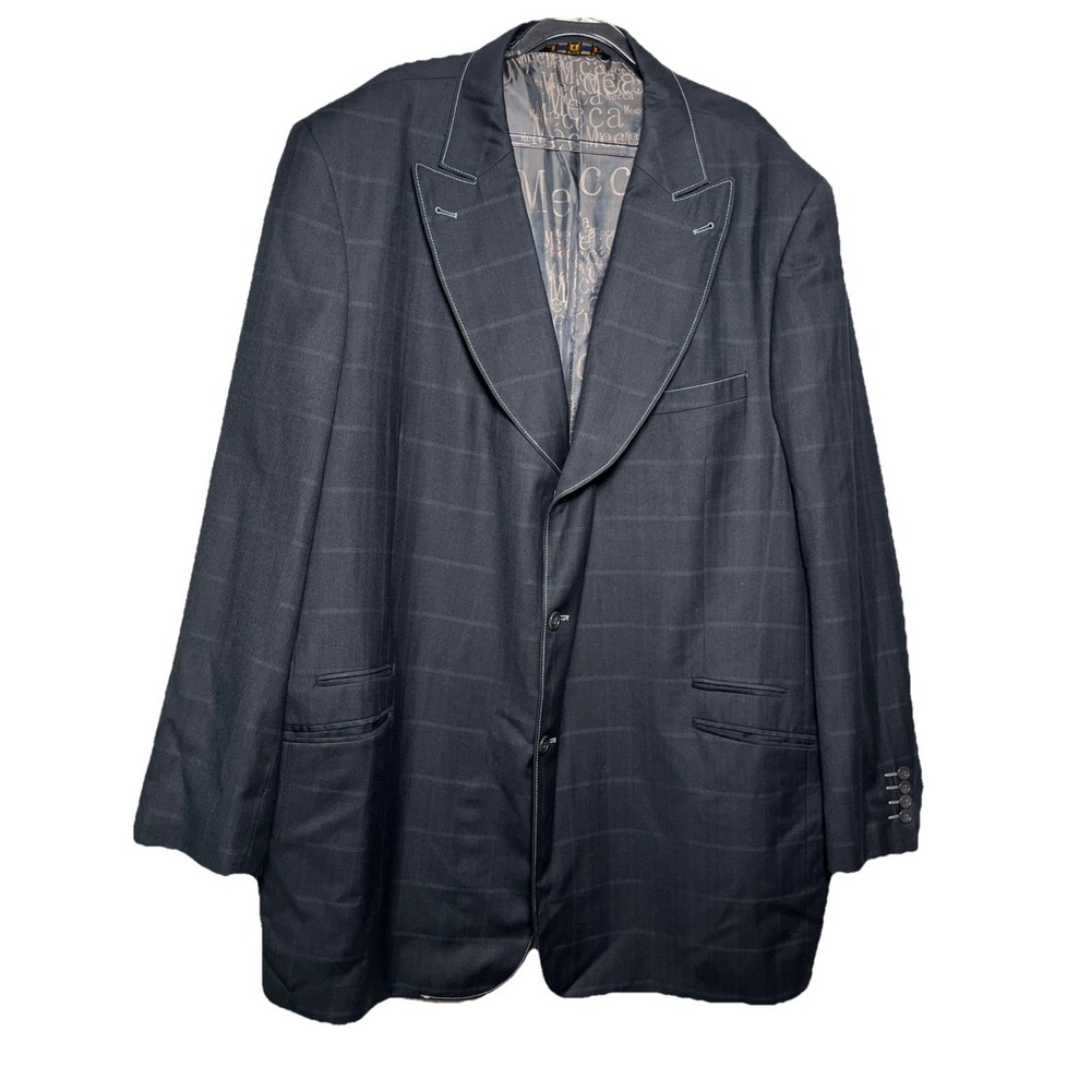 Mecca Men's 54L Dark Gray Plaid Blazer‎ Jacket